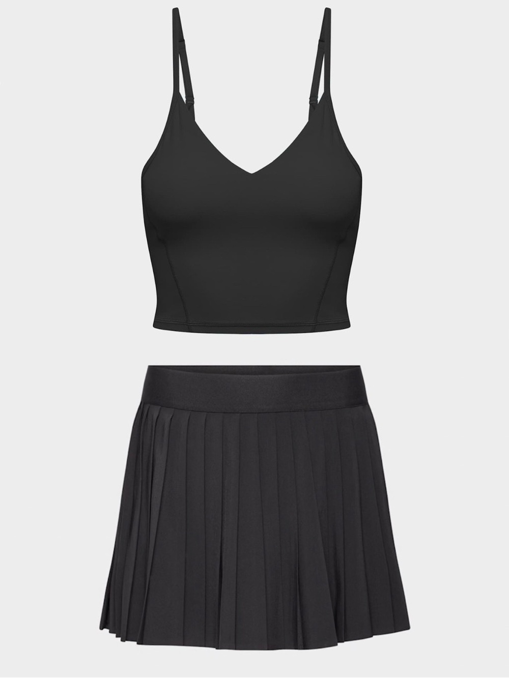 Aritzia 2pc. Set Golden Tennis Skirt and Sports Bra In Black Size Medium